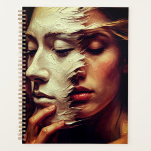 Surrealistisches Frauenporträt mit bemalter Maske Planer