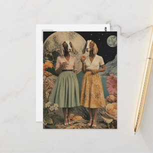 Surrealistisches Paar von Ziegen-Damen Frühstück-C Postkarte