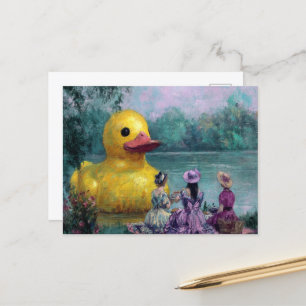 Surrealistisches Picknick mit einer riesigen Ente Postkarte