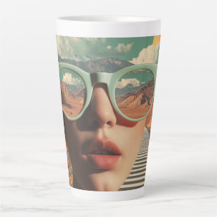 Surrealistisches Porträt mit Brille, die Wüste wid Milchtasse