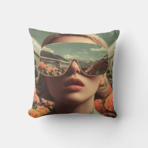 Surrealistisches Porträt mit Sonnenbrille, die ein Kissen