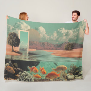 Surrealistisches Tor in der Wüste mit Unterwasser Fleecedecke