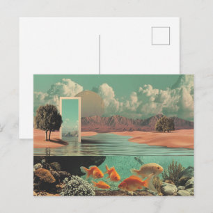 Surrealistisches Tor in der Wüste mit Unterwasser Postkarte