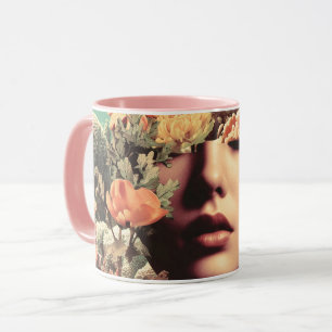 Surrealistisches Unterwasserportrait mit Korallenb Tasse