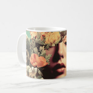 Surrealistisches Unterwasserporträt mit Korallenbl Kaffeetasse