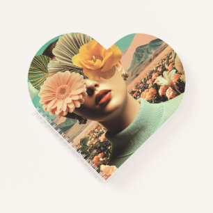 Surrealistisches weibliches Porträt mit Blumen, di Notizbuch
