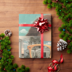 Surrealistisches weibliches Porträt mit Retro-Sonn Geschenkpapier