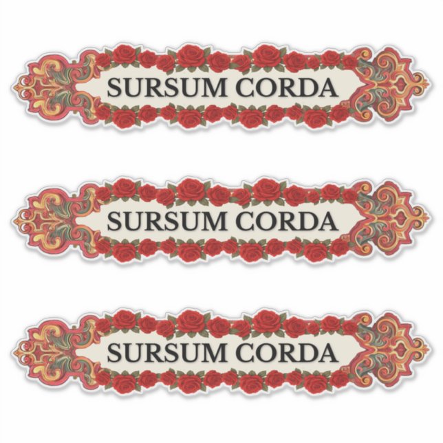 Sursum Corda Vintage Rose Catholic  Aufkleber (Vorderseite)