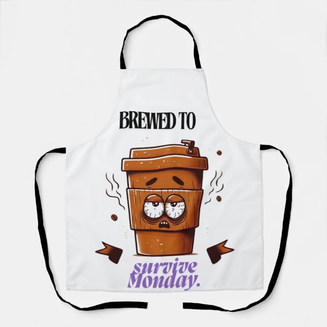 "Survive Monday. BREWED to…" Coffee Mug – Fun Desi Schürze (Vorderseite)