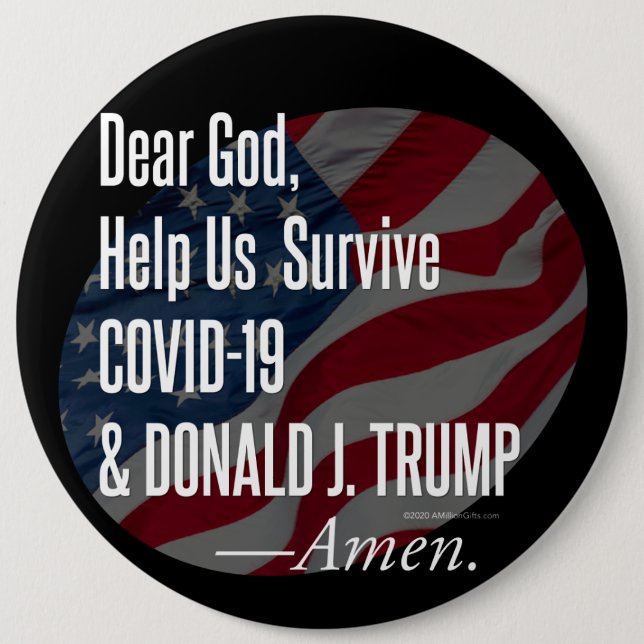 Surviving Covid-19 & Donald Trump Button (Vorderseite)