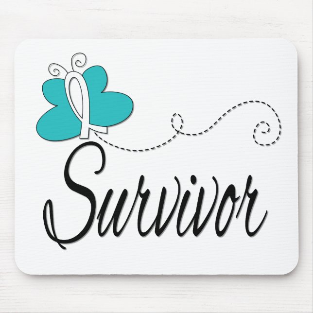 Survivor Butterfly Ribbon Zervikaler Krebs Mousepad (Vorne)