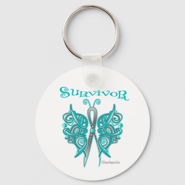 Survivor Celtic Butterfly - Eierstockkrebs Schlüsselanhänger (Vorderseite)