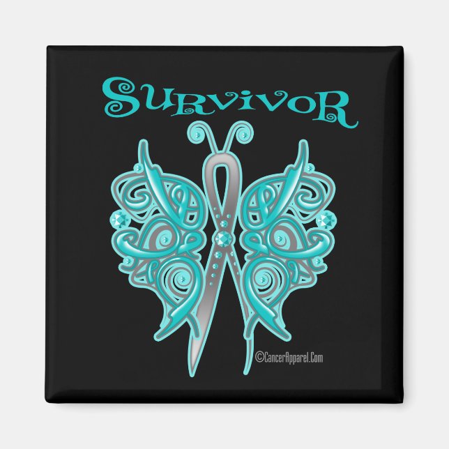 Survivor Celtic Butterfly - Gynäkologischer Krebs Magnet (Vorne)