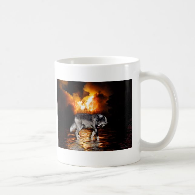 "Survivor" Graue Wolfspenden Kaffeetasse (Rechts)