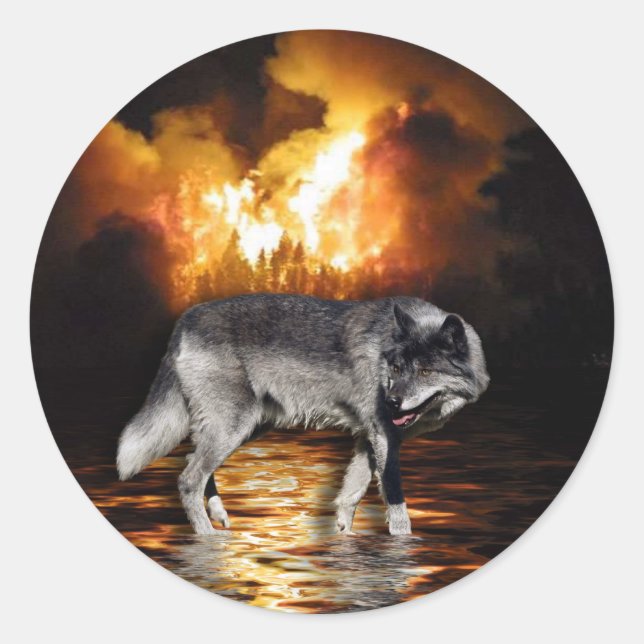 "Survivor" Graue Wolfspenden Runder Aufkleber (Vorderseite)