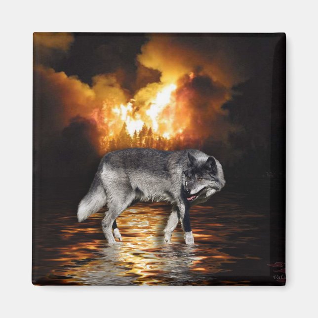 "Survivor" Gray Wolf Magnet (Vorne)