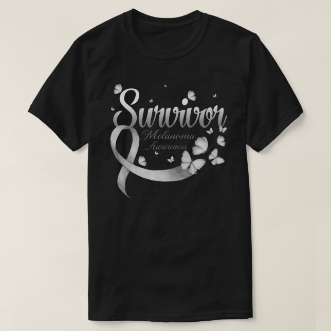 Survivor Melanoma Awareness Butterfly T-Shirt (Design vorne)