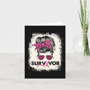 Survivor Messy Bun Breast Cancer Awareness Pink Wa Karte
