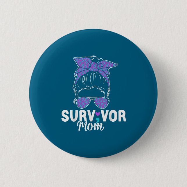 Survivor Mom - Semicolon Suicide Prevention Awaren Button (Vorderseite)