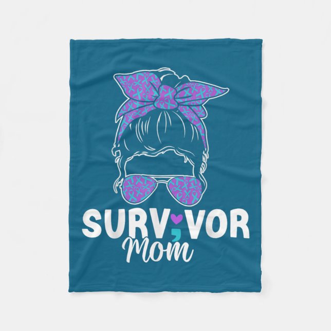 Survivor Mom - Semicolon Suicide Prevention Awaren Fleecedecke (Vorderseite)