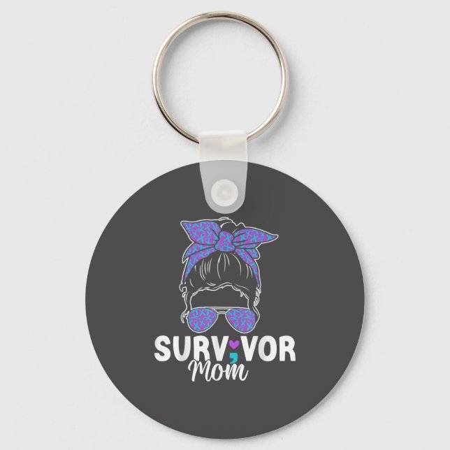 Survivor Mom - Semicolon Suicide Prevention Awaren Schlüsselanhänger (Vorderseite)