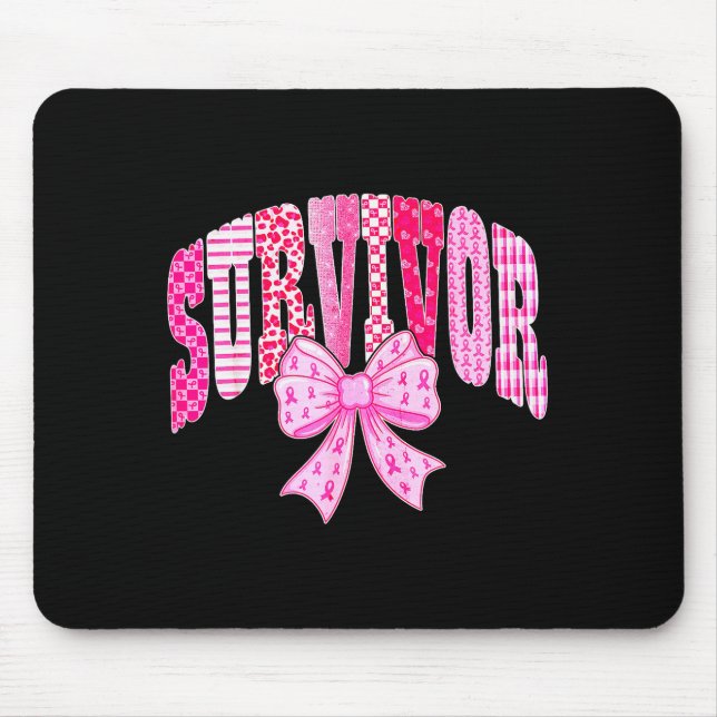 Survivor Nk Ribbon Coquette Bow Breast Cancer Awar Mousepad (Vorne)
