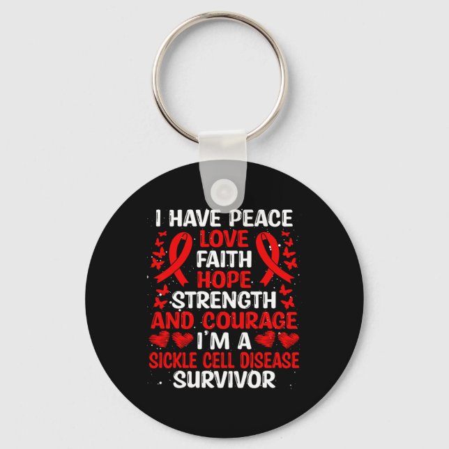 Survivor Peace Hope Liebe Sickle Cell Disease Awar Schlüsselanhänger (Vorderseite)
