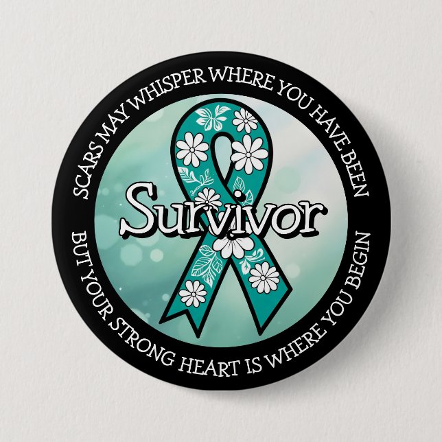 Survivor SA Teal Awareness Ribbon Button (Vorderseite)