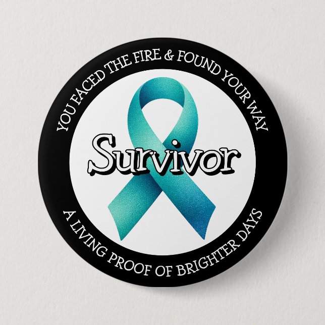 Survivor SA Teal Awareness Ribbon Button (Vorderseite)