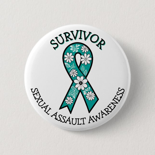 Survivor SA Teal Awareness Ribbon Button (Vorderseite)