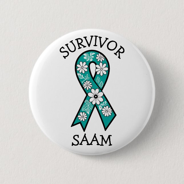 Survivor SA Teal Awareness Ribbon Button (Vorderseite)