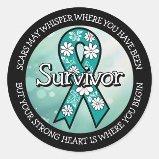 Survivor SA Teal Awareness Ribbon Runder Aufkleber