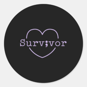 Survivor Semicolon - Suizidprävention Psychische H Runder Aufkleber