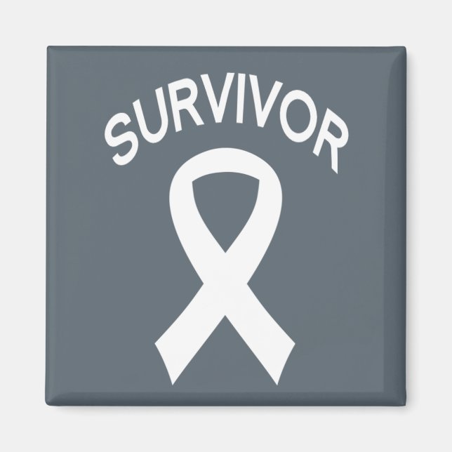 Survivor White Lung Cancer Band Square Magnet (Vorne)