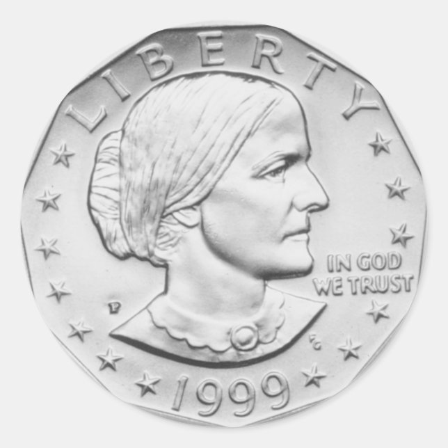 Susan B. Anthony Dollar-Münze Runder Aufkleber (Vorderseite)