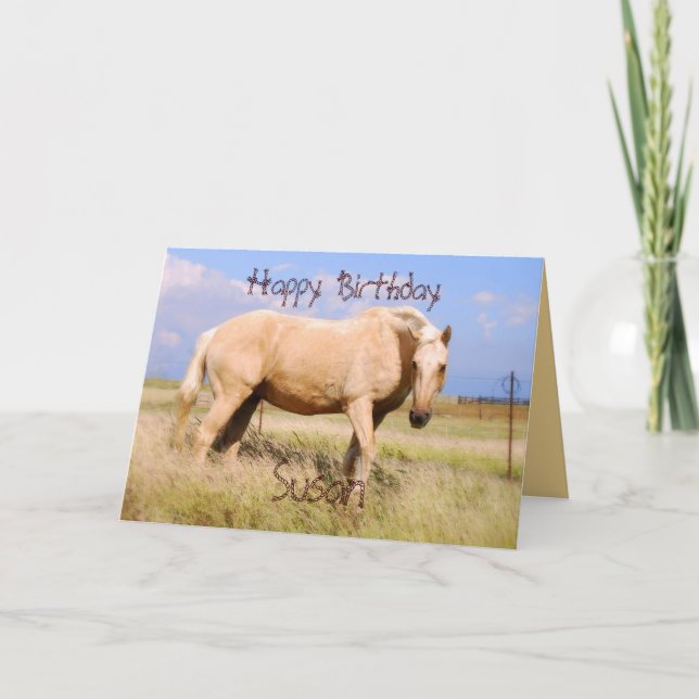 Susan Bonne carte d'anniversaire Palomino Horse Ca (Devant)