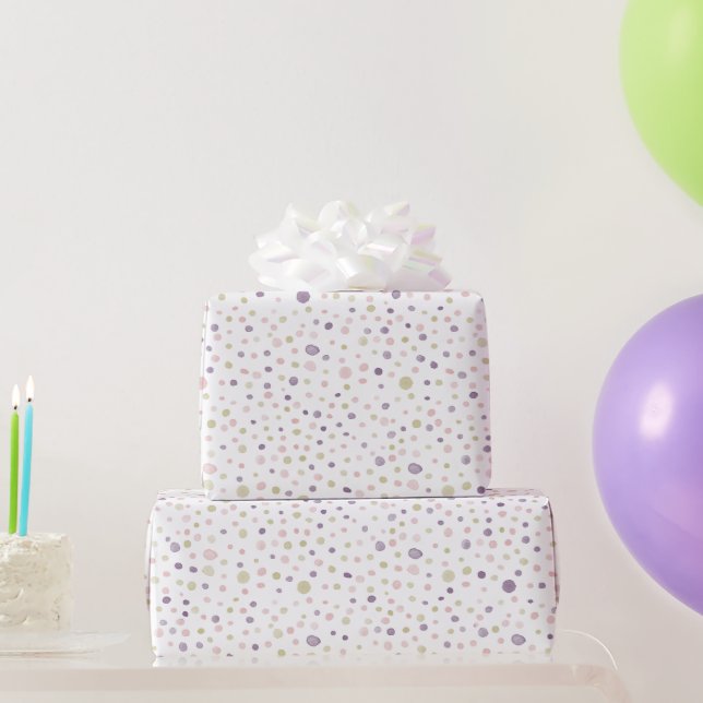Susan Confetti Watercolor Dots Wrapping Paper Geschenkpapier (Partygeschenke)