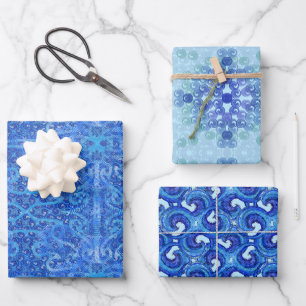 Susea Blu Studios Wellen-Wrap-Papier Geschenkpapier Set