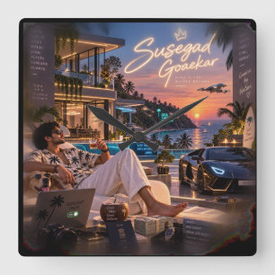 Susegad Goaekar • Gleiche Vibes, größere Träume • Quadratische Wanduhr