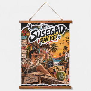 Susegad Rav Re! – Goan Lifestyle Vibes Wandteppich Mit Holzrahmen