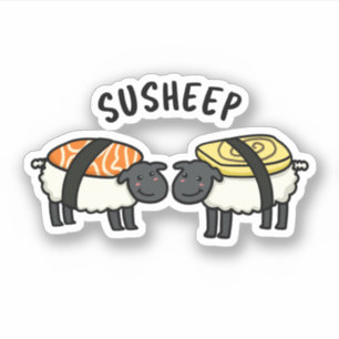 Susheep Funny Sushi Sheep Pun Aufkleber