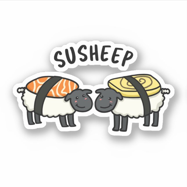 Susheep Funny Sushi Sheep Pun Aufkleber (Vorderseite)
