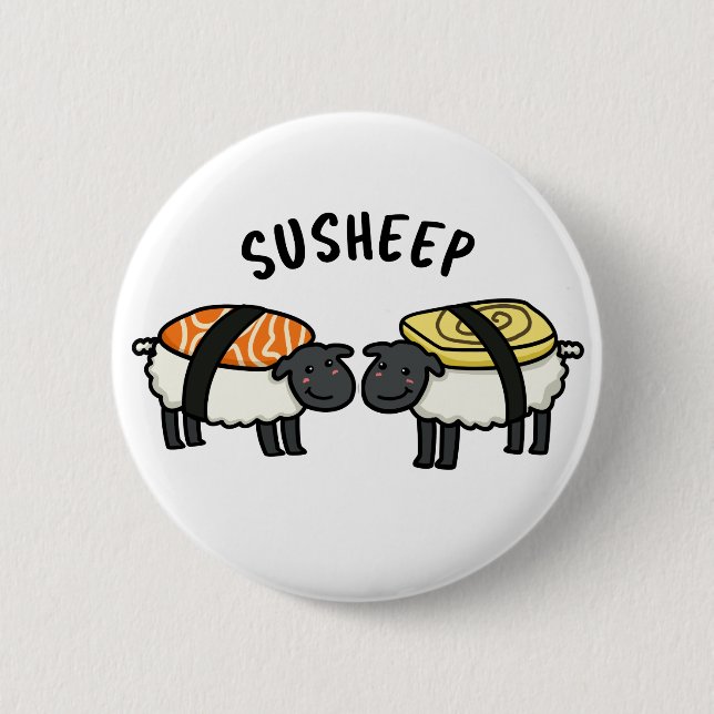 Susheep Funny Sushi Sheep Pun Button (Vorderseite)