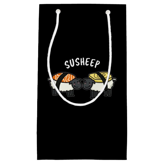 Susheep Funny Sushi Sheep Pun Dark BG Kleine Geschenktüte (Vorderseite)