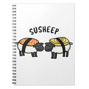 Susheep Lustiger Sushi-Schaf-Wortspiel  Notizblock