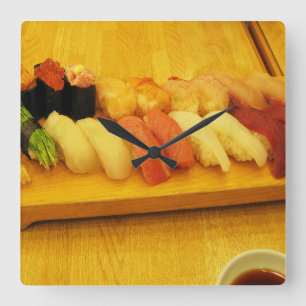 Sushi 寿司 quadratische wanduhr