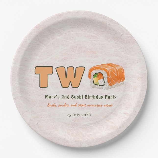  Sushi- 2nd Birthday Pappteller (Vorderseite)