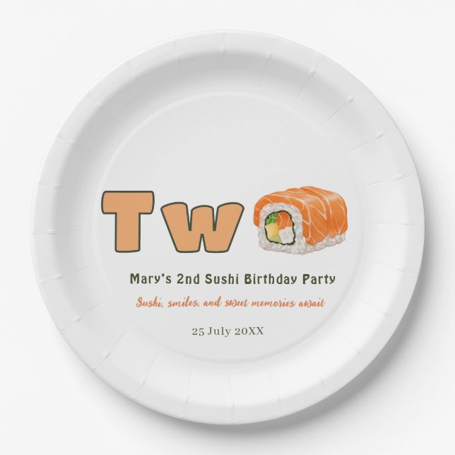  Sushi- 2nd Birthday Pappteller (Vorderseite)