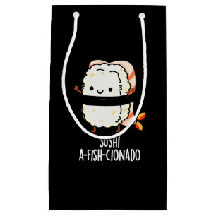 Sushi A-fish-Cionado Funny Food Fish Pun Dark BG Kleine Geschenktüte