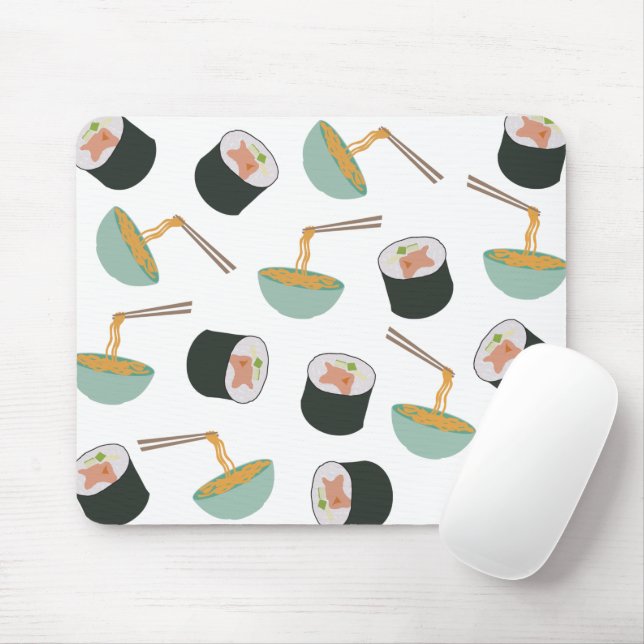 Sushi and Noodles Pattern Mousepad (Mit Mouse)